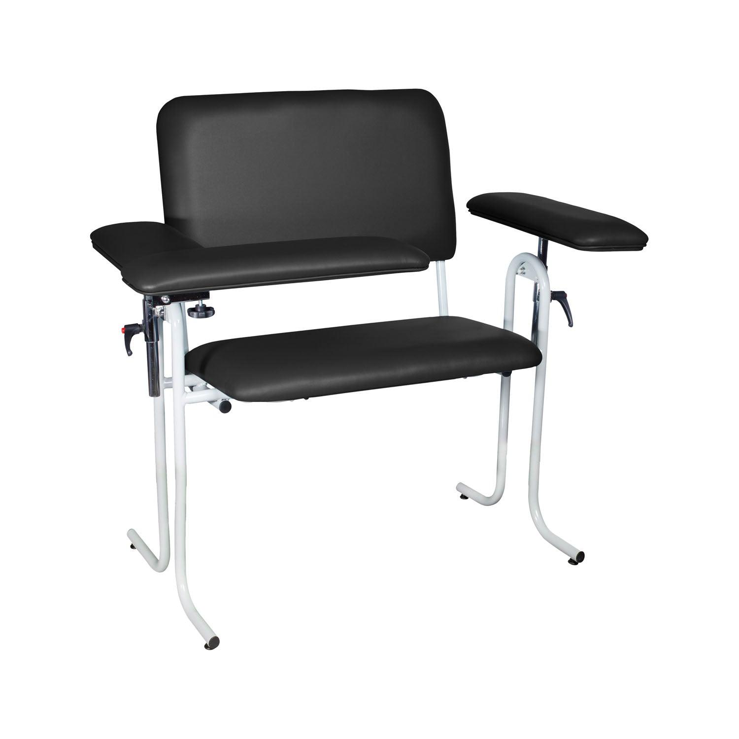 Blood Draw Chair with Flip Up Arm, Wide, Upholstered, Seat Dimensions: 32"W x 17"D x 19"H, Black (DROP SHIP ONLY)