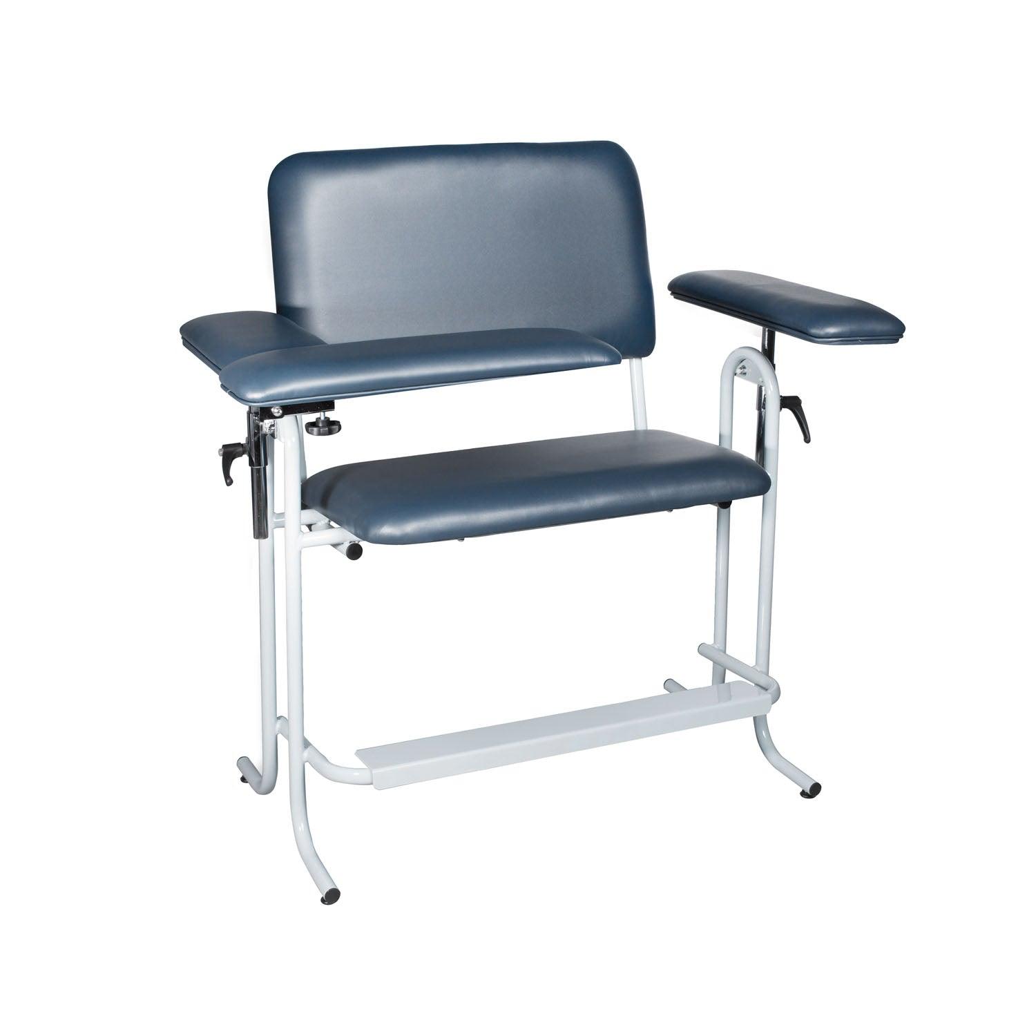 Blood Draw Chair with Flip Up Arm, Wide, 700 lb Weight Capacity, Tall, Seat Dimensions: 31"W x 17"D x 24"H, Upholstered, Blue (DROP SHIP ONLY)