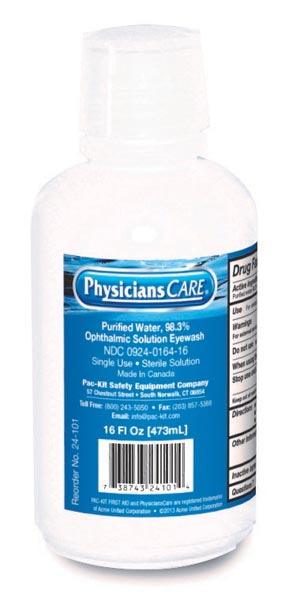 Eyewash Bottle, Screw Cap, 16oz , 12/cs (DROP SHIP ONLY - $150 Minimum Order)