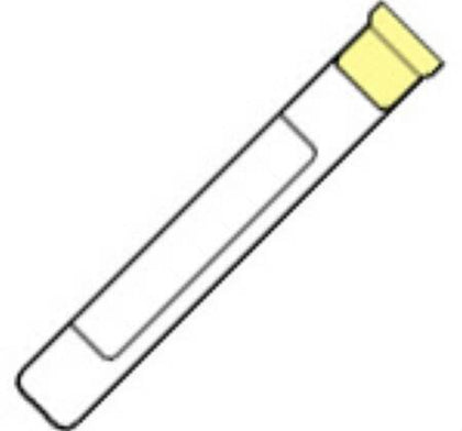 Glass Tube, Conventional Stopper, 13 x 100mm, 3.0mL, Yellow, Paper Label, ACD Solution B of Trisodium Citrate 13.2g/L, Citric Acid 4.8g/L & Dextrose 14.7g/L, 1.0mL, 100/pk, 10 pk/cs