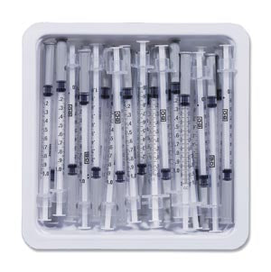 Allergist Tray, ½mL, Permanently Attached Needle, 27G x ½