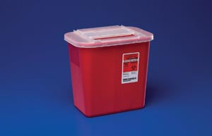 Container, 2 Gal, Red, Clear Lid, 10.1