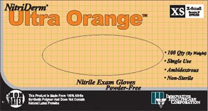Gloves, Exam, X-Large, Nitrile, Non-Sterile, PF, Textured, Orange Color, 100/bx, 10 bx/cs