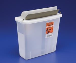 Sharps Container, Clear, Mailbox-Style Lid, 5 Qt, 11