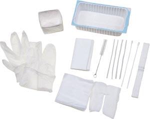Tracheostomy Care Tray Contains: 500mL Tray, Cleaning Brush, (2) 4x4 Gauze Sponges, (2) Pipe Cleaners, Vinyl Gloves, (2) Cotton-Tip Applicators, Twill Tape, Trach Dressing, Waterproof Drape, Popup Basin, 20/cs