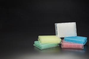 384-Deep Well Plate, Round Bottom, 200ul Capacity, Green, 4/pk, 6 pk/cs