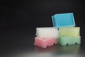 Deep Square Well Plate, Round Bottom, 2.2mL, Pink, Polypropylene, 4/pk, 6 pk/cs