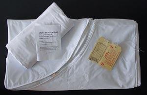 Post Mortem Bag, Curved Zipper, Adult, 3 Tags, 36