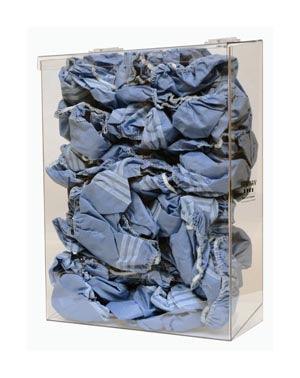Bulk Dispenser, Tall Single Bin, Holds a Variety of Protective Apparel in Bulk, Single Compartment with Hinged Lid, Opening at Front Bottom, Keyholes For Wall Mounting, Clear PETG Plastic, 12¼