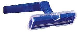 Twin Blade Razor, Stainless Steel, Clear Removable Safety Cap, One-Piece Navy Handle, 100/bx, 10 bx/cs