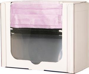 Face Mask Dispenser, Shield Style, Holds One Box of Shield Style Face Masks, Two Sets of Keyholes For Dual Position Wall Mounting, Clear PETG Plastic, 9 3/16