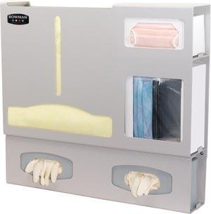 Protection Organizer, Holds A Variety of Gowns, Two Boxes of Gloves, One Box of Face Mask & One Box of Face Shields, Keyholes For Wall Mounting, Door Hanger Cut-Out, Quartz ABS Plastic, 22¾