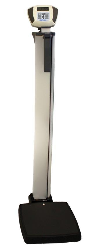 Digital Scale, Heavy Duty Eye-Level with Integral Digital Height Rod, EMR Connectivity via USB, 120V Adapter or 6-C Cell Batteries (not included), Capacity 600 lbs/272kg, Resolution 0.2 lb/0.1kg, Platform Dimensions 14¼ x 14¼