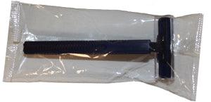 Twin Blade Razor, Stainless Steel, Clear Removable Safety Cap, One-Piece Navy Handle, Individually Wrapped in Polybag, 100/bx, 5 bx/cs