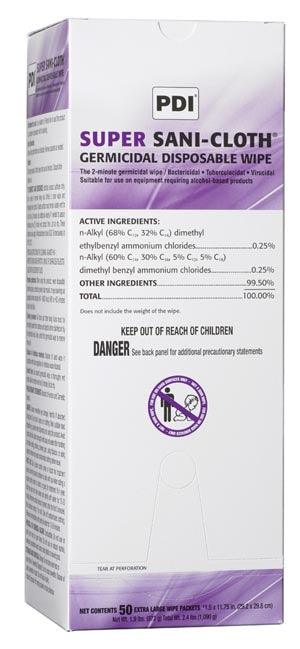 Germicidal Disposable Wipe, X-Large, Individual, Boxed, 11½