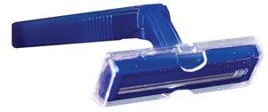 Twin Blade Razor, Stainless Steel, Clear Removable Safety Cap, One-Piece Navy Handle, 144/cs