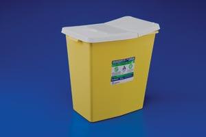 Sharps Container, 2 Gal, Yellow, Hinged Lid, 10