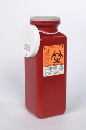 Sharps Container 1.7 Qt, Tamper Resistant Lid, Red, 3½