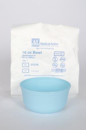 Utility Bowl, 16 oz, Sterile, Individually Wrapped, Turquoise, 75/cs