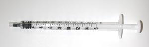 Tuberculin Syringe Only, 1cc, Low Dead Space Plunger, Luer Slip with Cap, 100/bx, 10 bx/cs