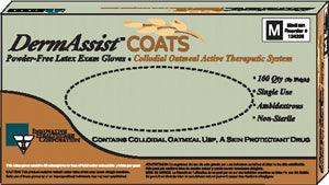 Gloves, Large, Exam, Latex, Non-Sterile, PF, Colloidal Oatmeal, Therapeutic, 100/bx, 10 bx/cs