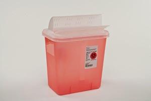 Sharps Container, 2 Gal, Lid, Red, 12¾