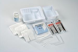 Tray Includes: (2) Blue Nitrite Gloves, CSR Wrap, (3) Solution Basins, 6