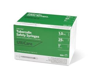 Safety Syringe, Fixed Needle, Tuberculin, 1mL, 25G x 1