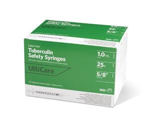 Safety Syringe, Fixed Needle, Tuberculin, 1mL, 25G x 5/8