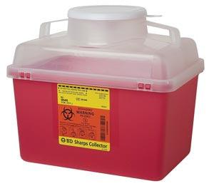 Sharps Collector, 14 Qt, Clear Top, Large Open Cap, Red, 20/cs(Drop Ship Requires Pre-Approval)