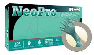 Exam Gloves, PF Chloroprene, Latex-Free, Textured Fingers, Green, Medium, 100/bx, 10 bx/cs