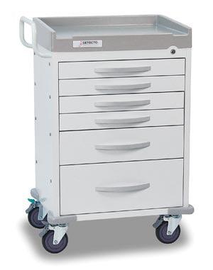 Detecto Rescue Series General Purpose Medical Cart, 6 White Drawers (DROP SHIP ONLY)
