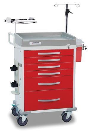 Loaded Detecto Rescue Series ER Medical Cart, 6 Red Drawers (DROP SHIP ONLY)