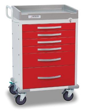 Detecto Rescue Series ER Medical Cart, 6 Red Drawers (DROP SHIP ONLY)