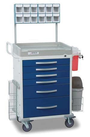 Loaded Detecto Rescue Series Anesthesiology Medical Cart, 6 Blue Drawers (DROP SHIP ONLY)