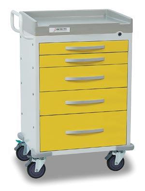 Detecto Rescue Series Isolation Medical Cart, 5 Yellow Drawers (DROP SHIP ONLY)