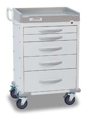 Detecto Rescue Series General Purpose Medical Cart, 5 White Drawers (DROP SHIP ONLY)