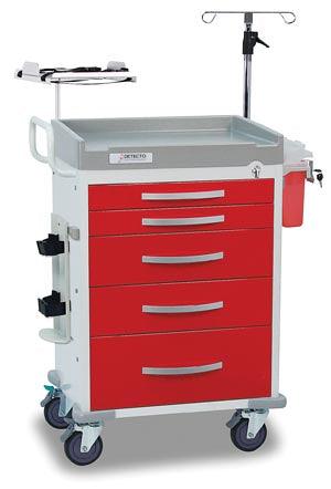 Loaded Detecto Rescue Series ER Medical Cart, 5 Red Drawers (DROP SHIP ONLY)