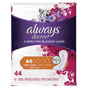 Always Discreet Liner, L2 Light, Long, 5.4X SIOC, 132/cs