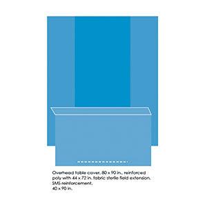 Cover, Table with Reinforced Back, Overhead, 80 x 90 with 44x 72 Fabric Sterile Field Extension, 12/cs
