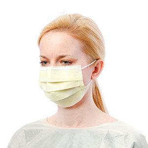 Procedure Mask, Polypropylene Outer-Facing/Tissue Inner-Facing, Earloops, Yellow, 50/bx, 10 bx/cs(On Vendor Allocation - Availibility May Be Limited)