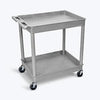 Tub Cart, Two Shelves (2.75" Deep each), Gray, 32"W x 24"D x 37.25"H, with (4) 4" Heavy Duty Casters (2 with Locking Brakes), Maximum Weight Capacity 400lbs, Assembly Required (DROP SHIP ONLY)