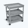 Tub Cart, Three Shelves (2.75" Deep each), Black, 32"W x 24"D x 37.25"H, with (4) 4" Heavy Duty Casters (2 with Locking Brakes), Maximum Weight Capacity 400lbs, Assembly Required (DROP SHIP ONLY)