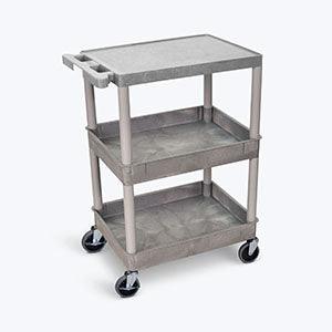 Utility Cart, Flat Top, Middle/Bottom Tub Shelves (2.75