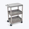 Utility Cart, Flat Top, Middle/Bottom Tub Shelves (2.75" Deep each), Gray, 24"W x 18"D x 36.5"H, with (4) 4" Heavy Duty Casters (2 with Locking Brakes), Maximum Weight Capacity 300lbs, Assembly Required (DROP SHIP ONLY)