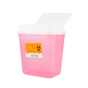 Sharps Container, 2 Gallon Translucent Red, Tortuous Path Lid, 10