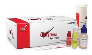 CLARITY Strep A Strip Vial Pack, CLIA Waived, Contains: Test Strips, Disposable Extraction Tubes, Sterile Throat Swabs, Reagents A and B, Positive and Negative Controls, Workstation, Package Insert, and Procedure Card, 50/bx