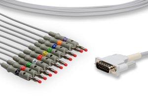 Direct Connect EKG Cable, Mortara>Burdick Compatible w/ OEM: 60-00283-01 (DROP SHIP ONLY) (Freight Terms are Prepaid & Add to Invoice-Contact Vendor for Specifics)