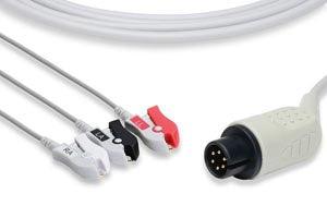 Direct-Connect ECG Cable, 3 Leads Clip, AAMI Compatible w/ OEM: 1073/P, 11110-000167, FSR1311 (DROP SHIP ONLY) (Freight Terms are Prepaid & Added to Invoice - Contact Vendor for Specifics)