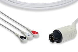 Direct-Connect ECG Cable, 3 Leads Snap, Mindray > Datascope Compatible w/ OEM: CB-72316R, 0131-00-0079, 0012-00-1054-02 (DROP SHIP ONLY) (Freight Terms are Prepaid & Added to Invoice - Contact Vendor for Specifics)